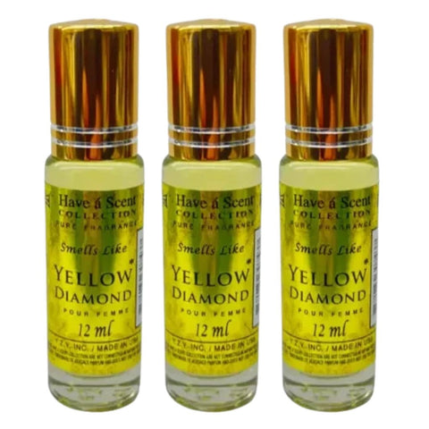 3 Pack Perfume Roll-On Oil – Yellow Diamond – 12ml Each