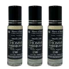 3 Pack Perfume Roll-On Oil – L'Homme – 12ml Each