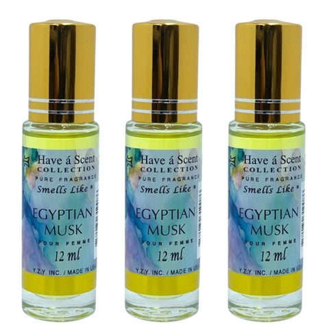 3 Pack Perfume Roll-On Oil – Egyptian Musk – 12ml Each