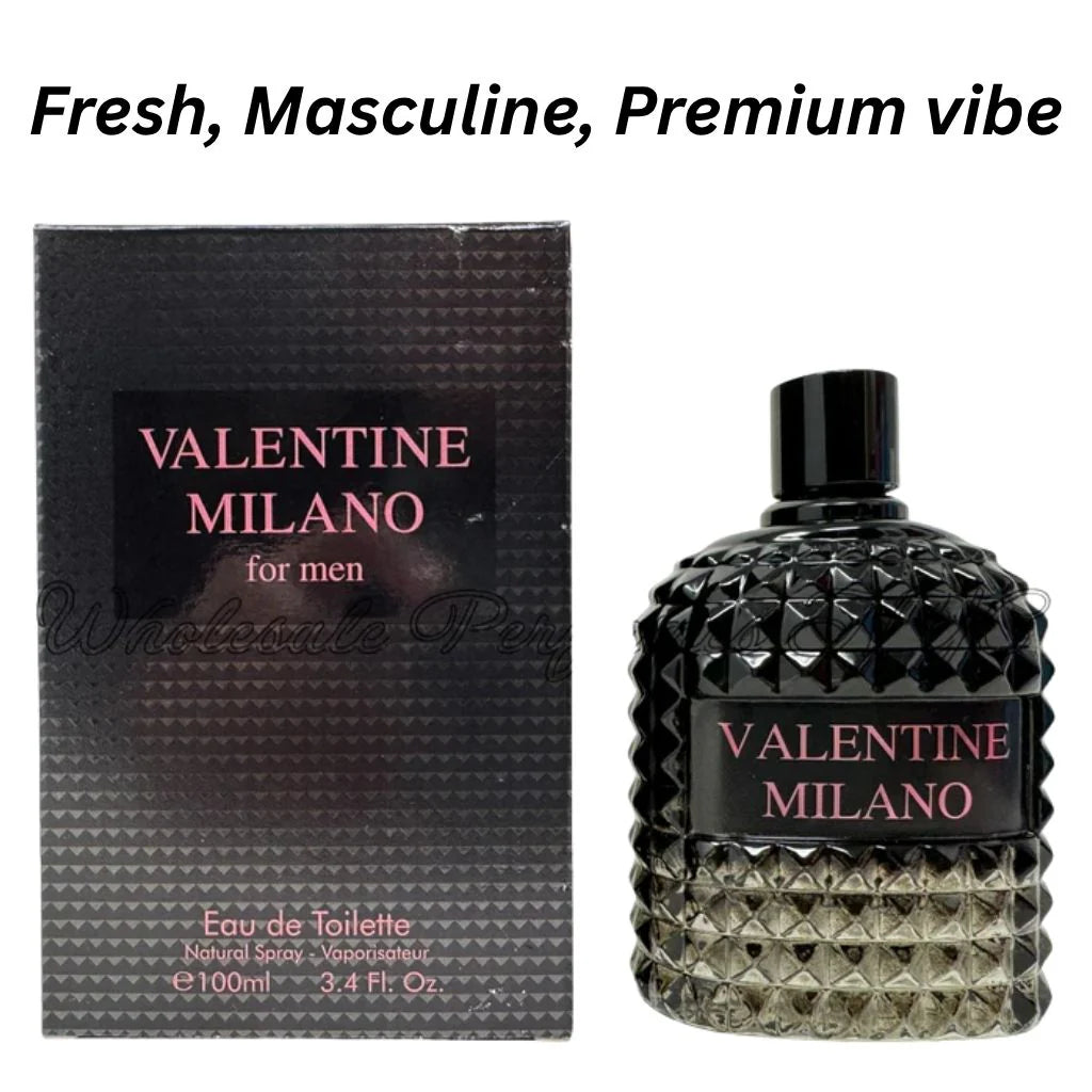 Valentine Milano Fresh Masculine Cologne for Men - 3.4 oz Bottle