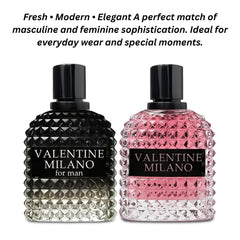 Valentine Milano – His &amp; Hers Eau de Parfum Set (3.4 oz Each / 6.8 oz Total)