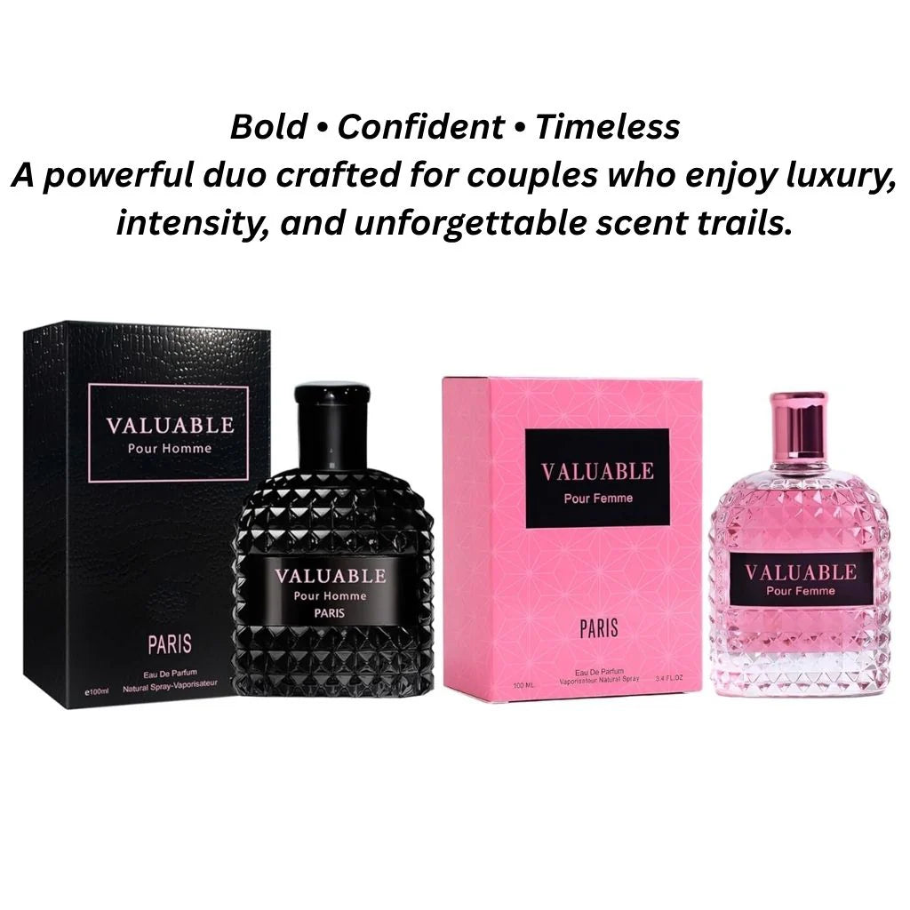 Valuable for Homme Paris – His & Hers Eau de Parfum Set (3.4 oz Each / 6.8 oz Total)