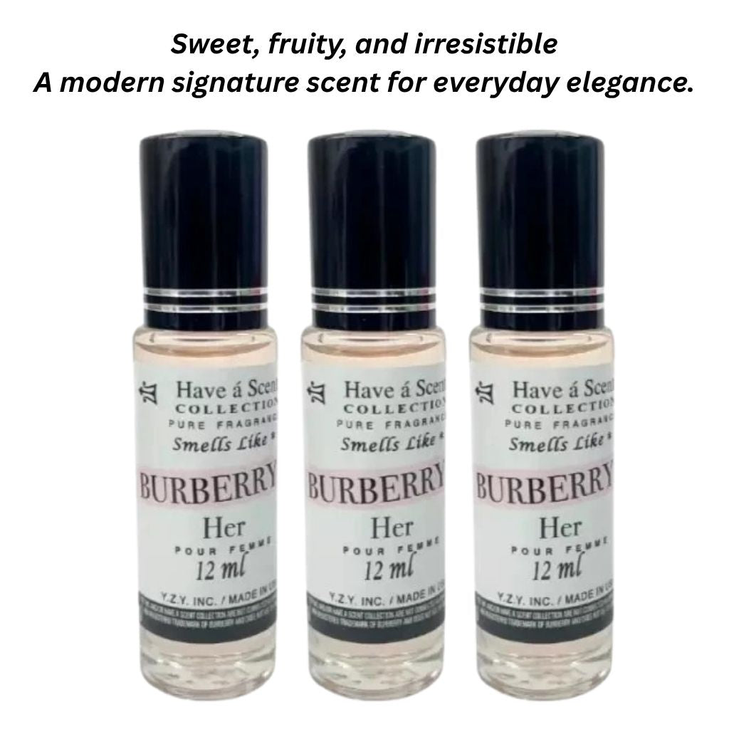 3 Pack Perfume Roll-On Oil – Burberry Her – 12ml Each