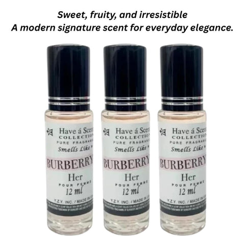 3 Pack Perfume Roll-On Oil – Burberry Her – 12ml Each