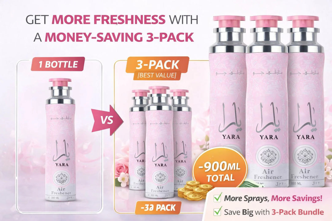 Lattafa Yara Air Freshener 300ml - Floral Room Spray - Home Office Car Fragrance Spray - Odor Eliminator - Pack of 3