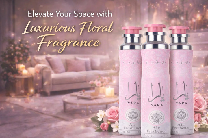 Lattafa Yara Air Freshener 300ml - Floral Room Spray - Home Office Car Fragrance Spray - Odor Eliminator - Pack of 3