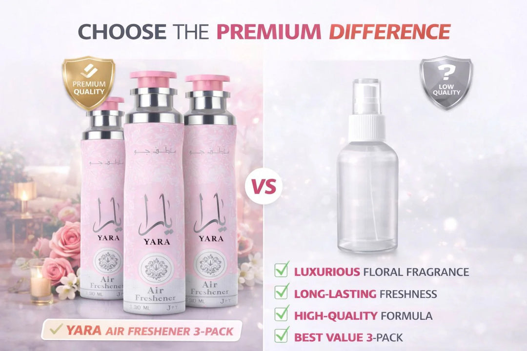 Lattafa Yara Air Freshener 300ml - Floral Room Spray - Home Office Car Fragrance Spray - Odor Eliminator - Pack of 3