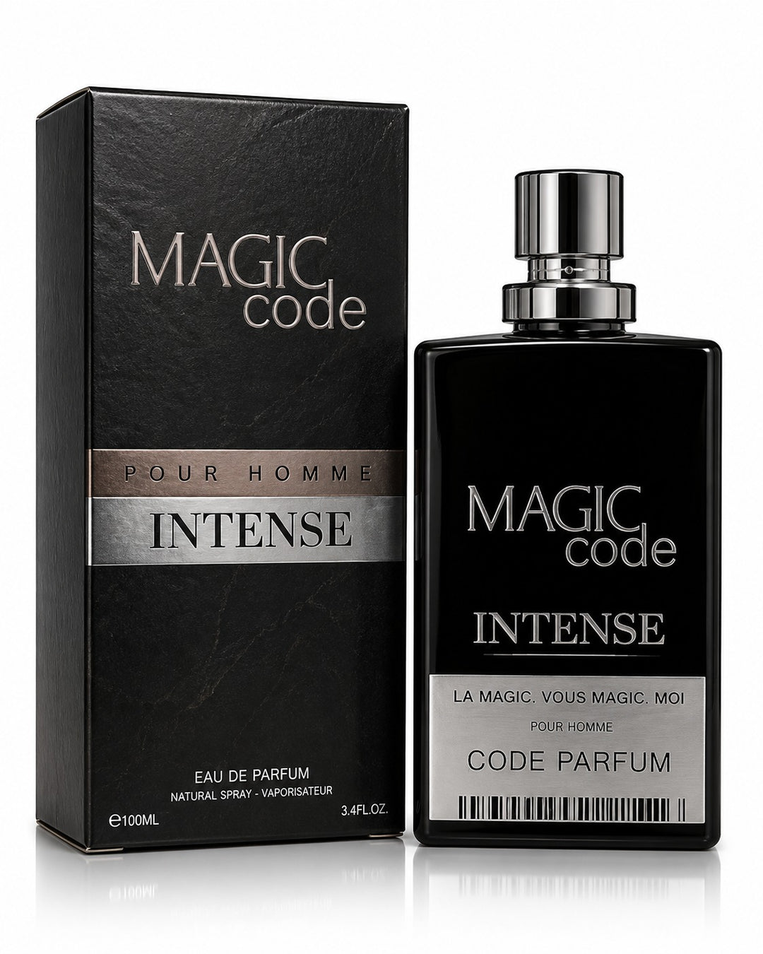 Magic Code Intense for Men Eau de Parfum 3.4 Fl Oz (100ml) – Long Lasting Woody Amber Spicy Men&