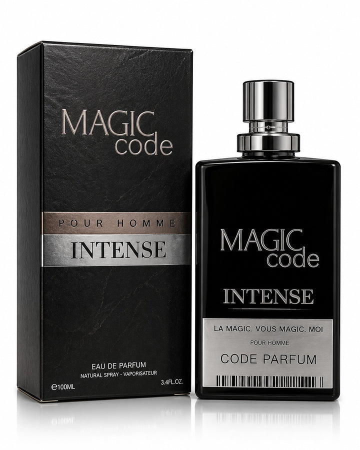 Magic Code Intense for Men Eau de Parfum 3.4 Fl Oz (100ml) – Long Lasting Woody Amber Spicy Men&