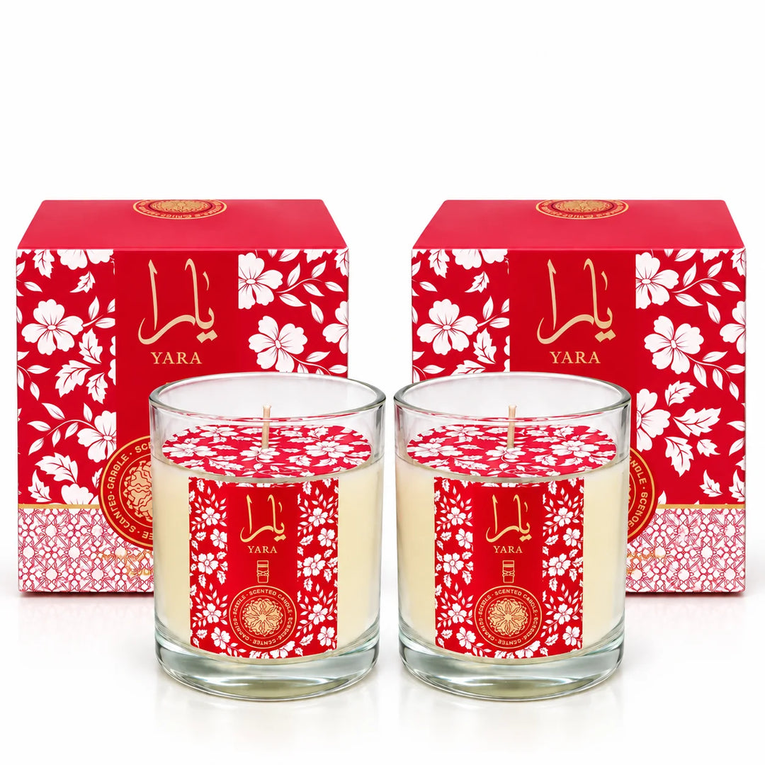 Yara Scented Candle 2 Pack - Fragranced Glass Jar Candles for Home