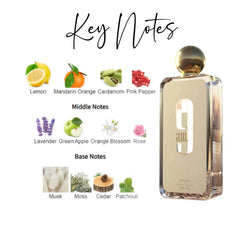 9 AM Edition Unisex Eau De Parfum Spray 100ML with 5Ml Portable Refillable Atomizer and Refillable Car Freshener in an Elegant Satin Gift Bag