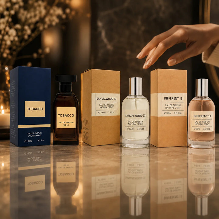 Tobacco, Sandalwood 33 &amp; Different 13 Fragrance Set – 3 Piece Perfume Collection, Eau de Parfum &amp; Eau de Toilette Sprays, Woody, Warm &amp; Fresh Scents, Full Size Gift Set