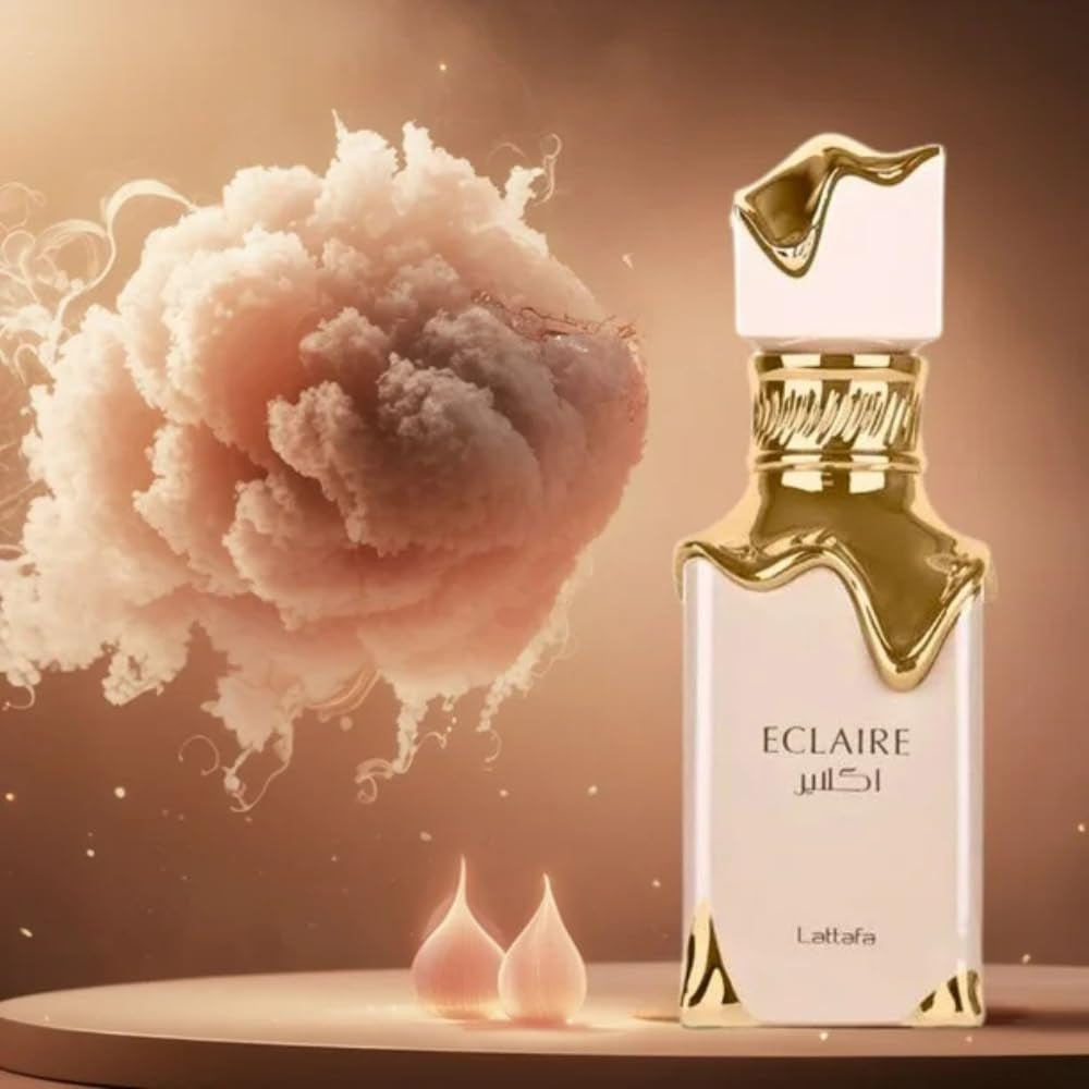 Bundle of Lattafa Eclaire Eau De Parfum Spray for Women, 3.4Oz with 5Ml Portable Refillable Atomizer and Refillable Car Freshener in a Satin Gift Bag