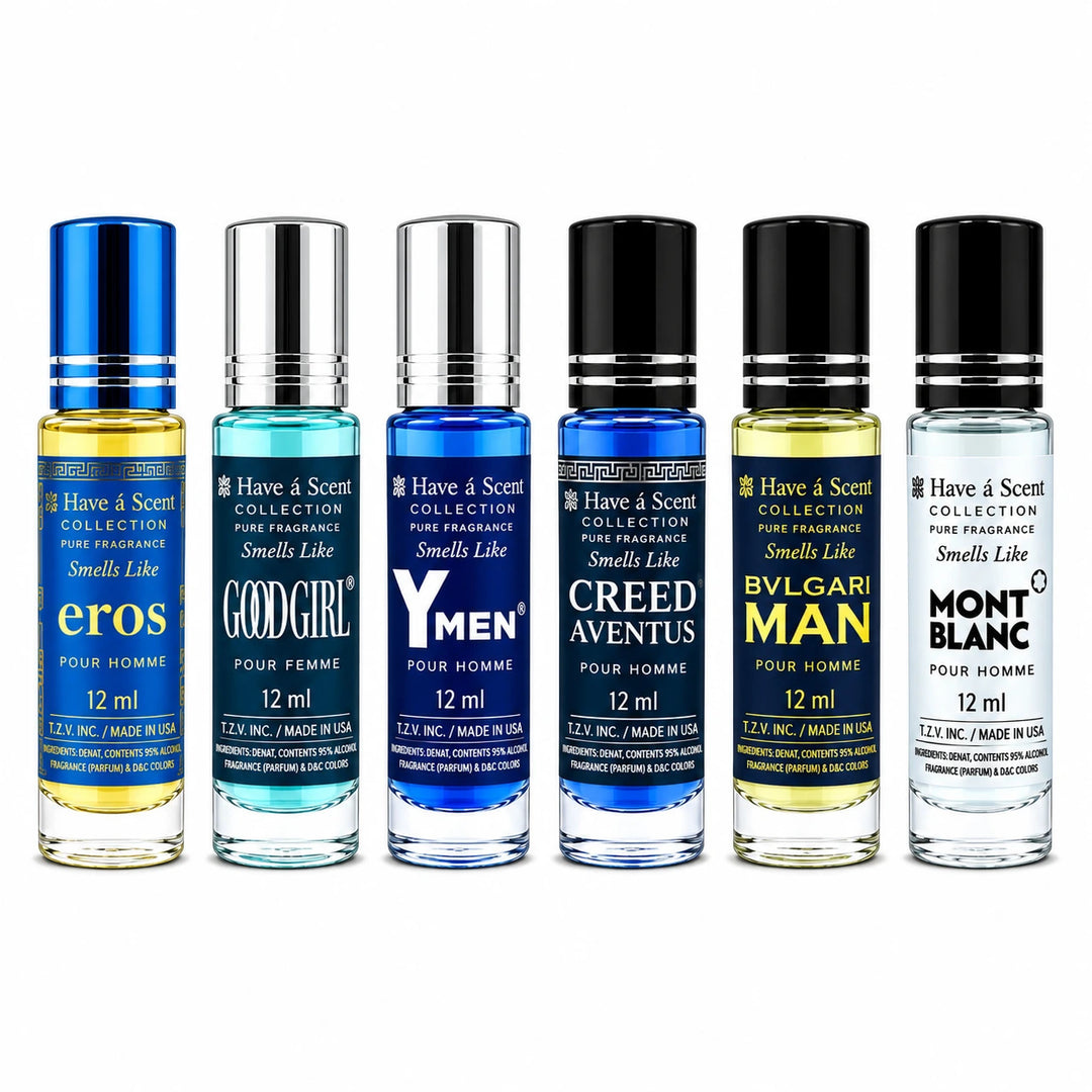 Assorted Perfume Oil Roll-On Set – 6 × 12ml Fragrance Oils for Men &amp; Women | Long-Lasting