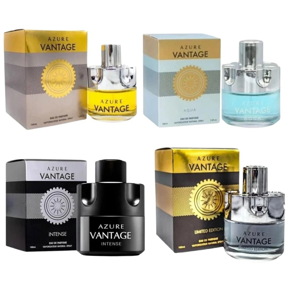 Azure Vantage Collection for Men – Set of 4 – Eau de Toilette Sprays – 3.4 oz / 100 ml Each