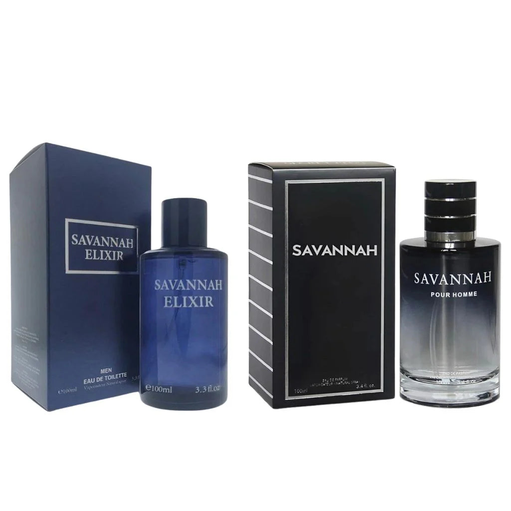 Savannah Elixir &amp; Savannah Men’s Cologne Combo Eau De Parfum For Men – 2 Sprays – 3.4 oz / 100 ml Each