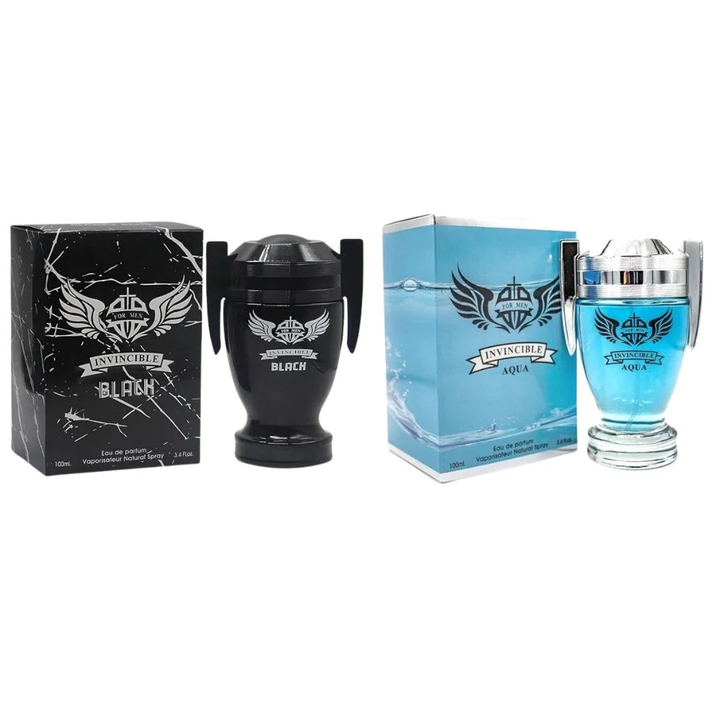 Invincible Aqua and Black Combo Perfume For Men – 2 Sprays – 3.4 oz / 100 ml Each