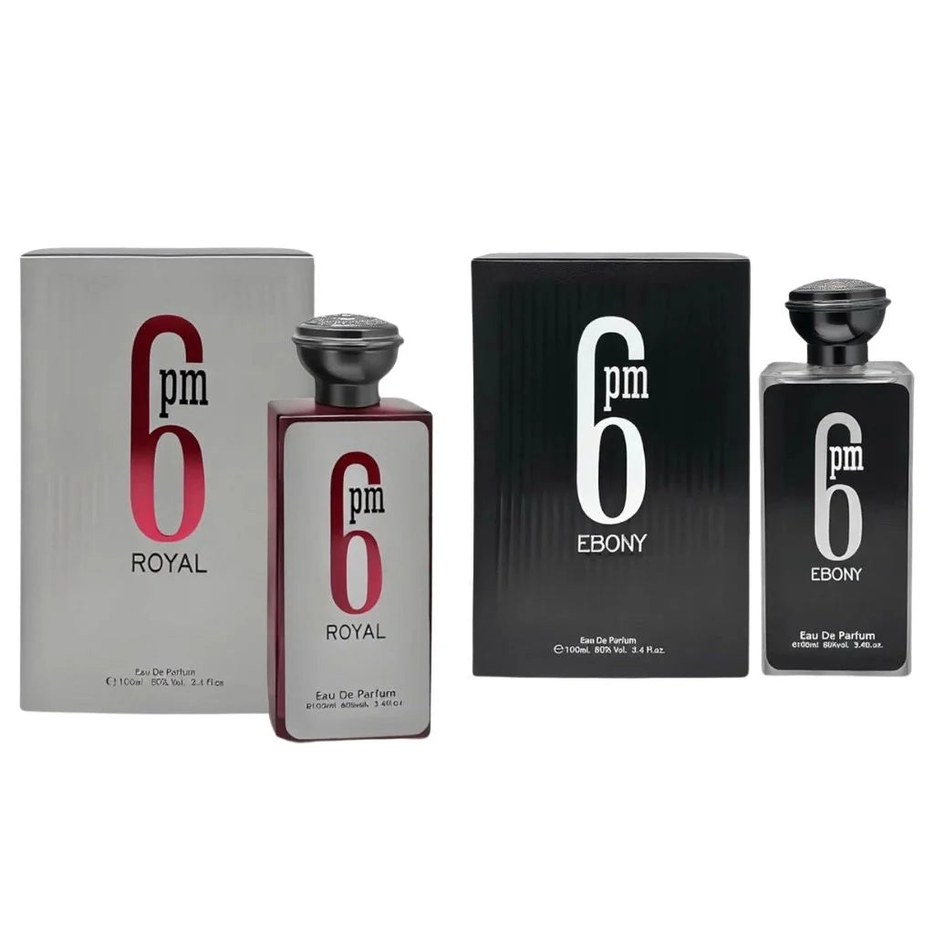6pm Ebony &amp; 6pm Royal Men’s Cologne Eau de Parfum Gift Set – 2 Sprays – 3.4 oz / 100 ml Each