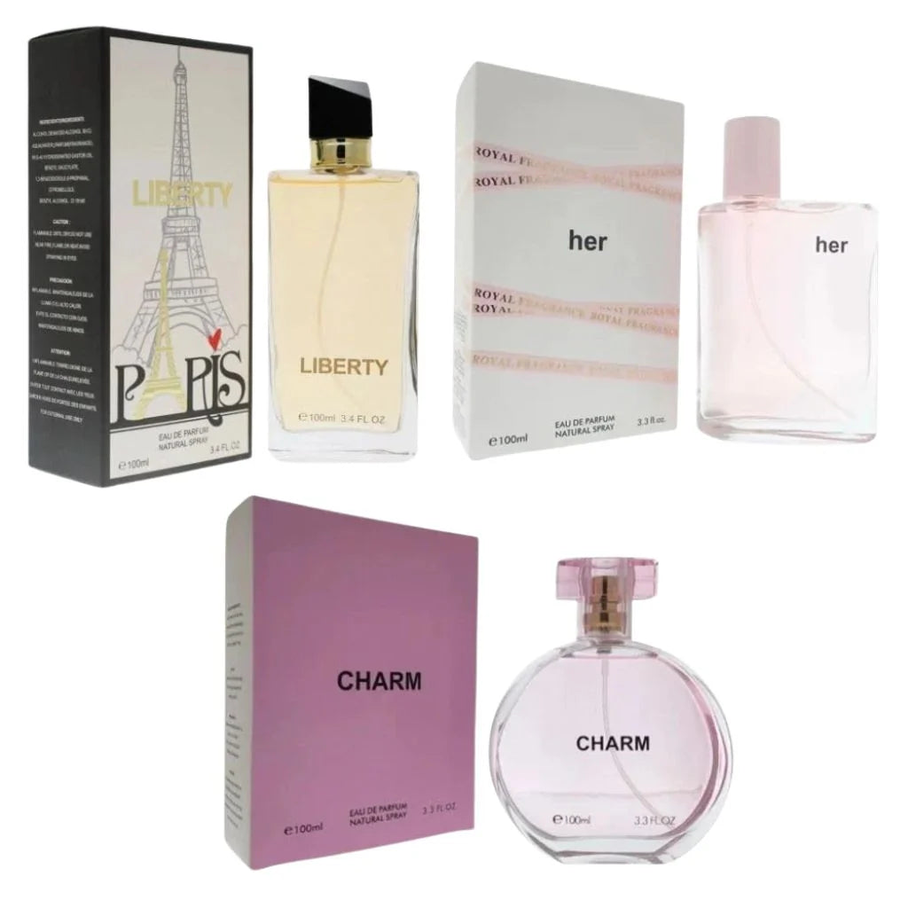 Signature Grace Perfume Set for Women – 3 Sprays – 3.4 oz / 100 ml Each (Liberty, Her, Charm)