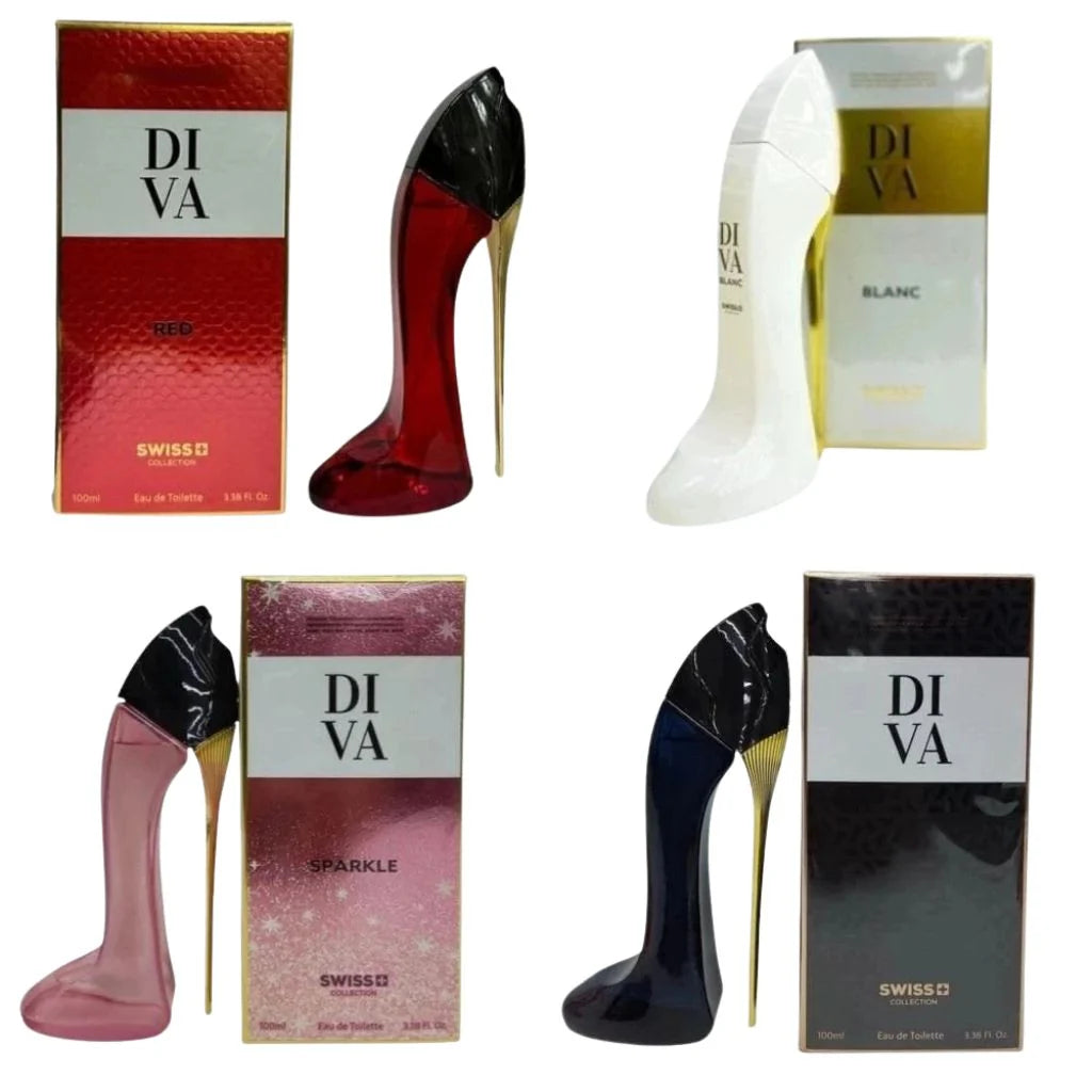 Perfume for Women – Set of 4 – Eau de Parfum Sprays – 3.4 oz / 100 ml Each (Diva, Diva Red, Sparkle, Blanc)
