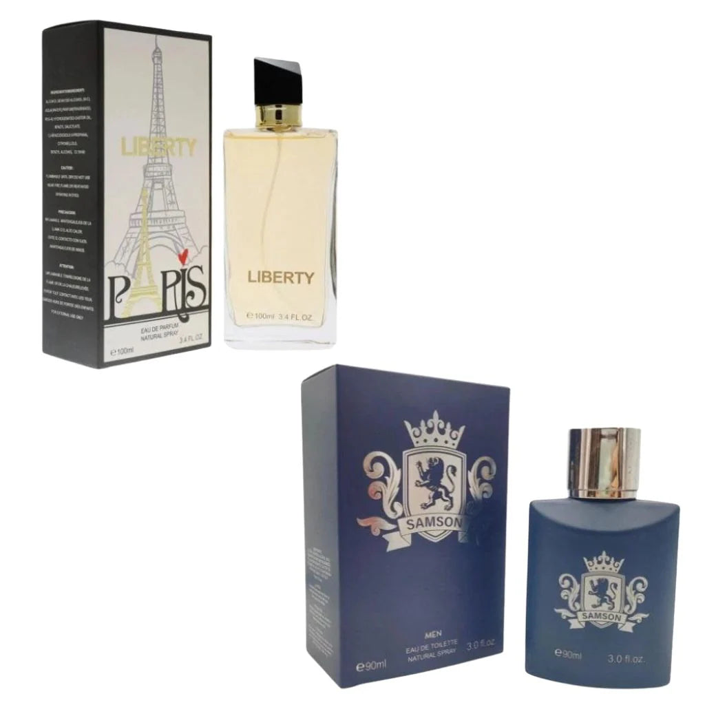 Freedom Collection Perfume Gift Set – 2 Sprays – 3.4 oz / 100 ml Each (Liberty [Women], Samson [Men])