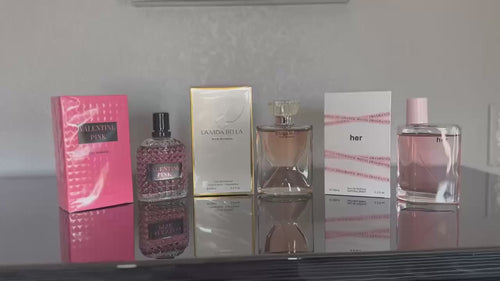 Women’s Perfume 3-Pack Gift Set – Her, La Vida Bella & Valentine Pink Long-Lasting Floral Fragrance