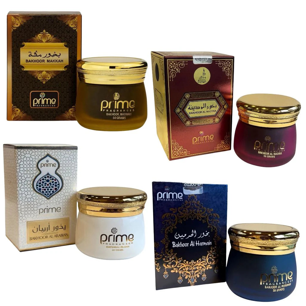 Bakhoor Makkah, Madina, Arabian &amp; Harmain – 50g Oud Incense – Long-Lasting Arabic Fragrance for Home, Prayer &amp; Relaxation – Pack of 4